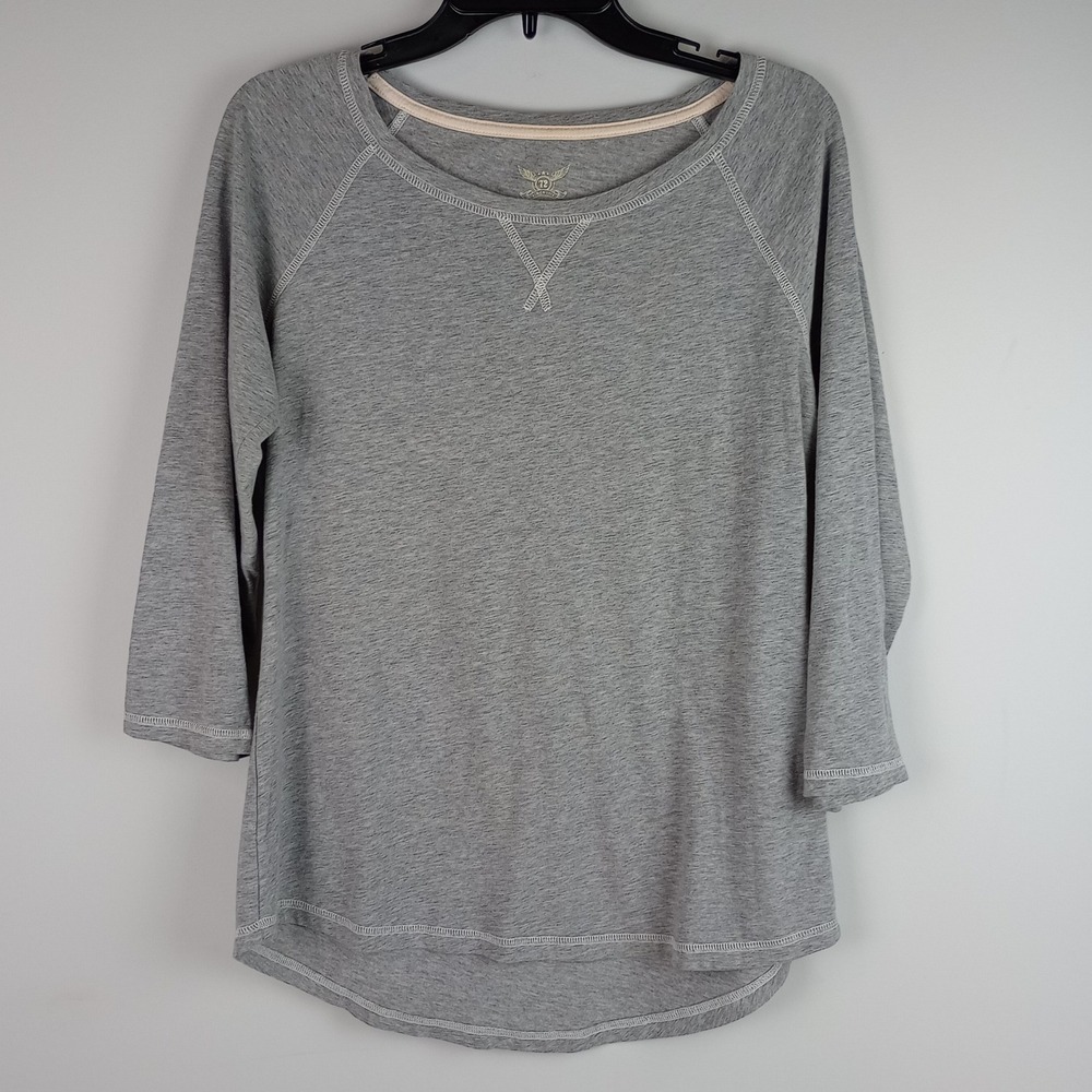 Faded Glory Womens M Heathered Gray Casual Soft Raglan 3/4 Sleeve Tshirt